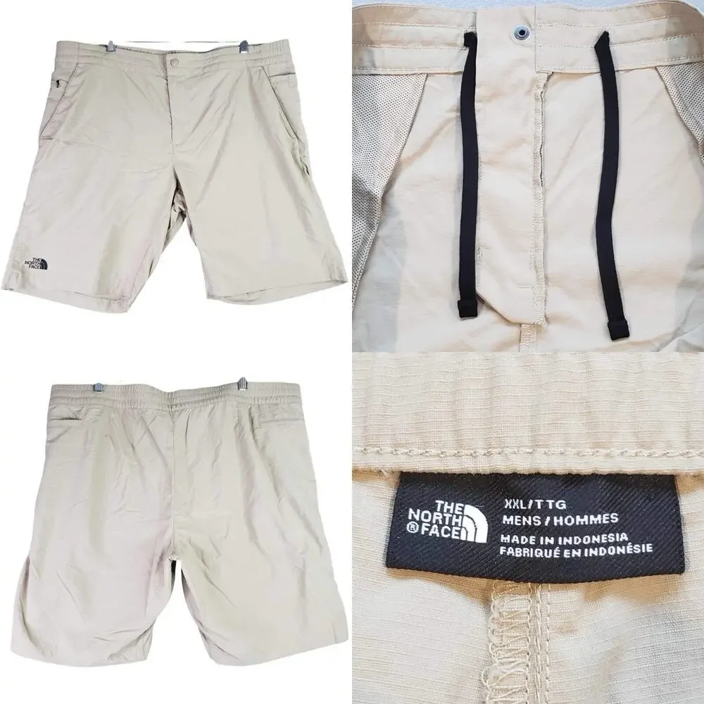 The North Face Shorts Mens Size XXL Tan Beige Hiking Nylon Flat Front
